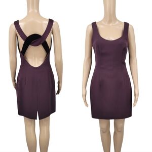 Andrea Polizzi Vintage Elegant Chocolate Brown Mini Cocktail Dress Open Back